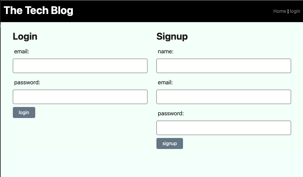 image of login page of tech blog