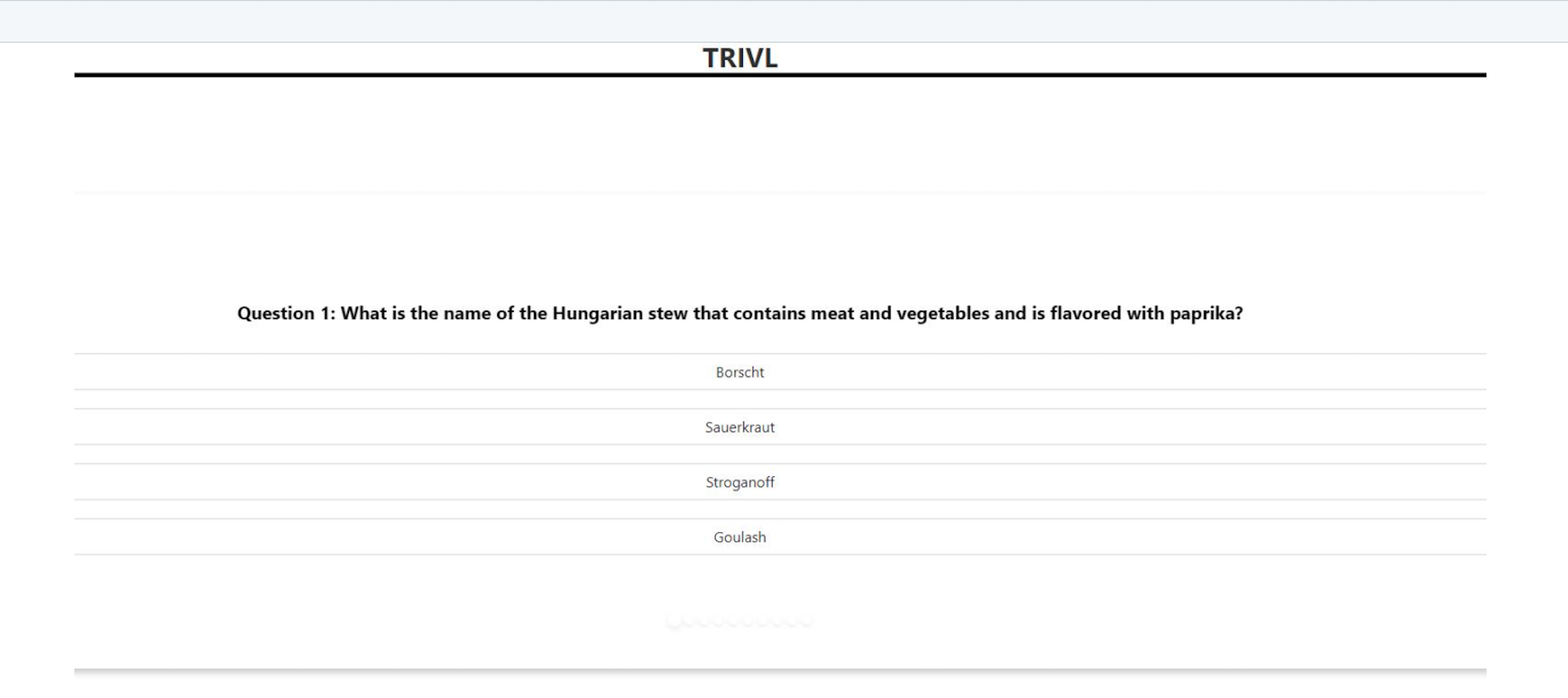 image of trivl, trivia app